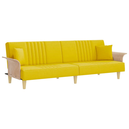 Schlafsofa mit Armlehnen Hellgelb Stoff