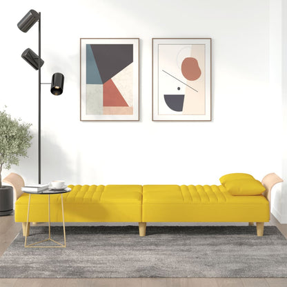 Schlafsofa mit Armlehnen Hellgelb Stoff