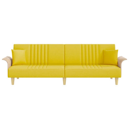 Schlafsofa mit Armlehnen Hellgelb Stoff