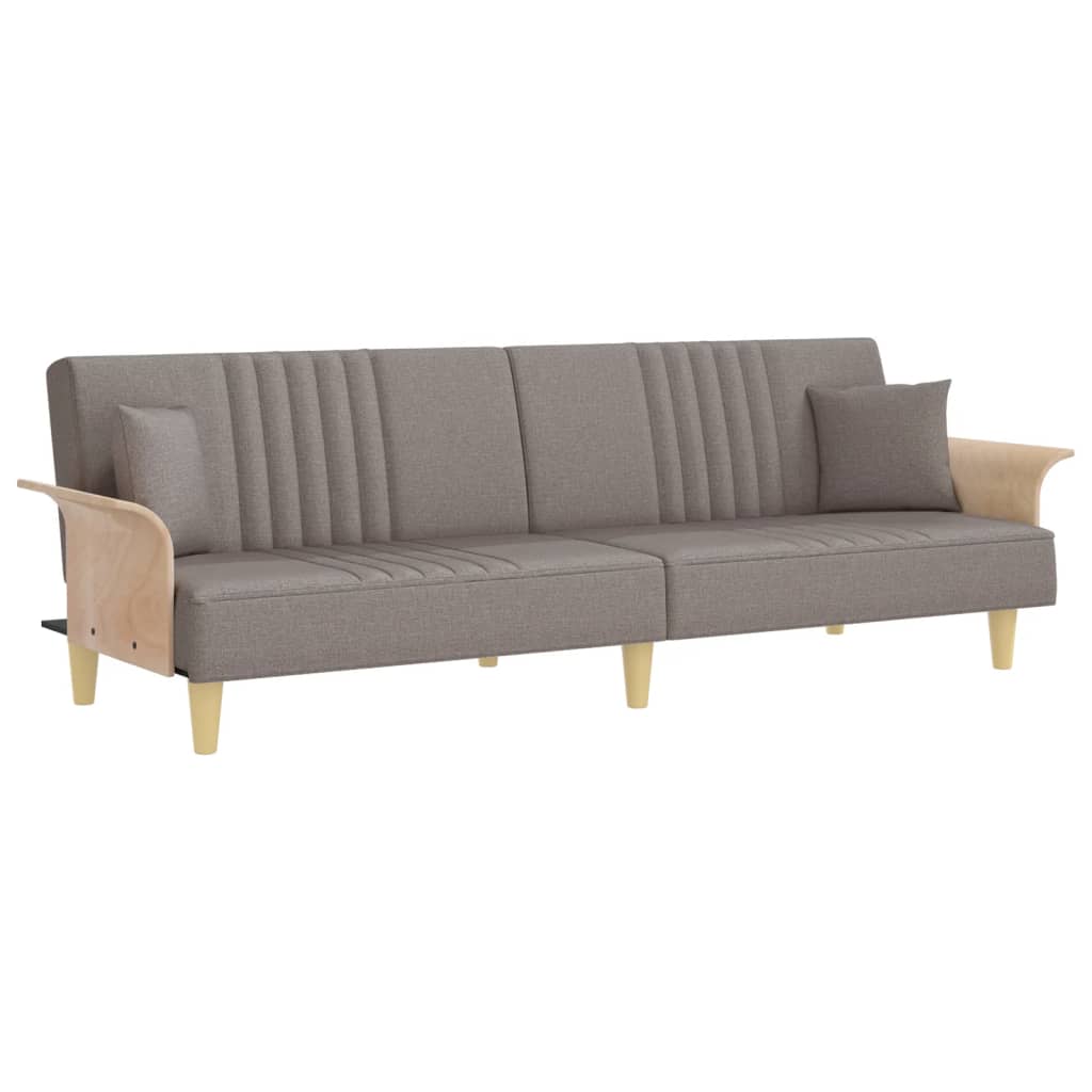 Sovesofa med armlæn i taupe stof