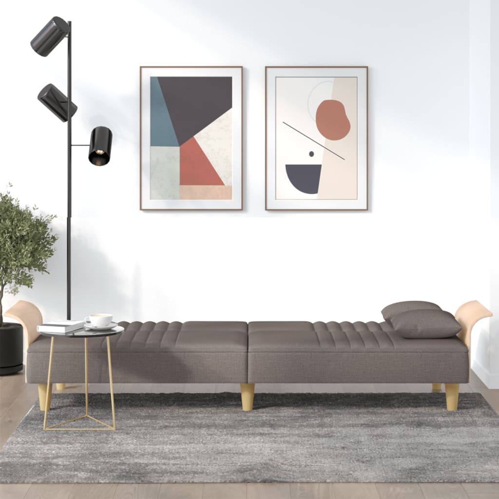 Sovesofa med armlæn i taupe stof