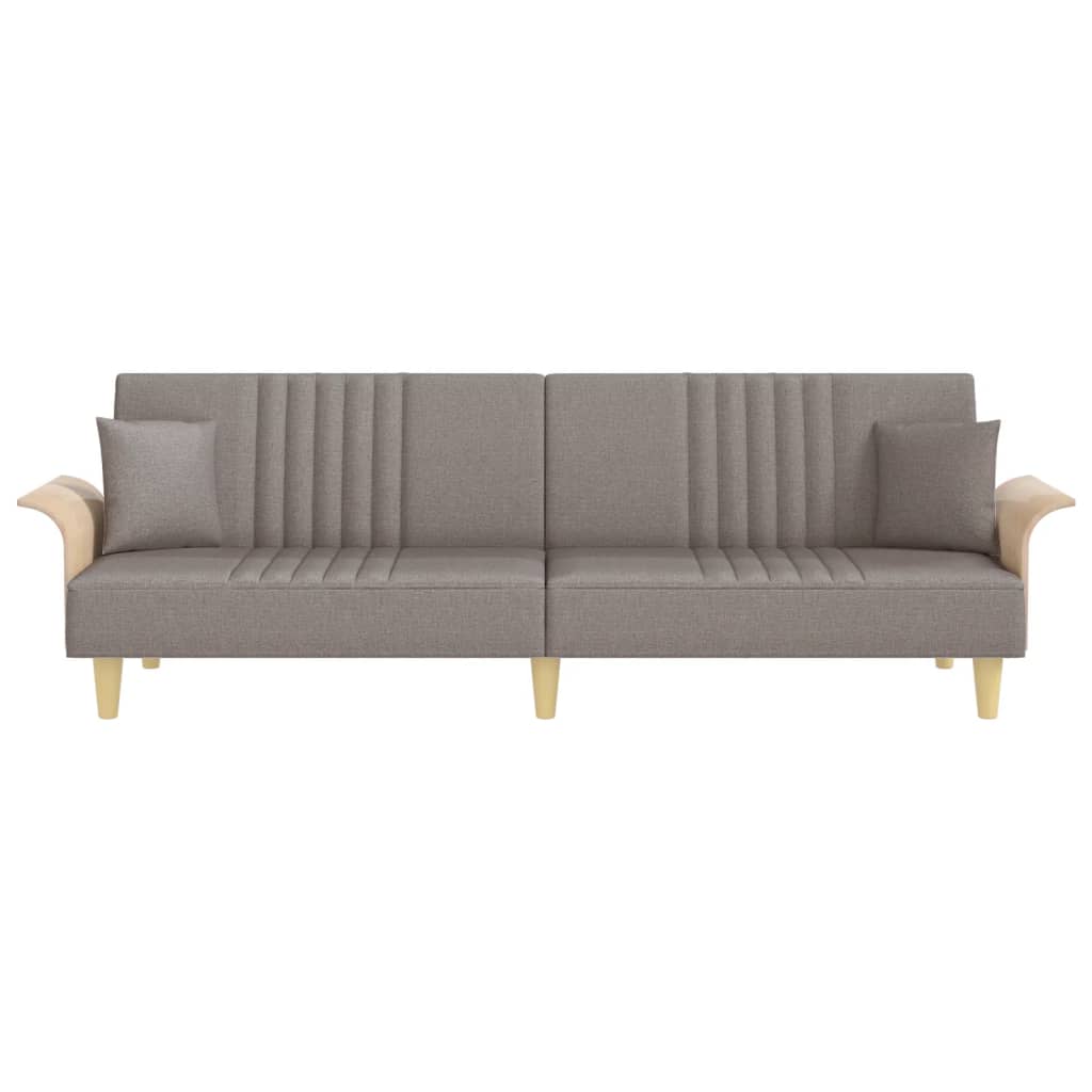 Sovesofa med armlæn i taupe stof