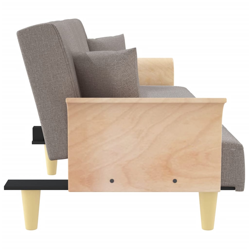 Sovesofa med armlæn i taupe stof