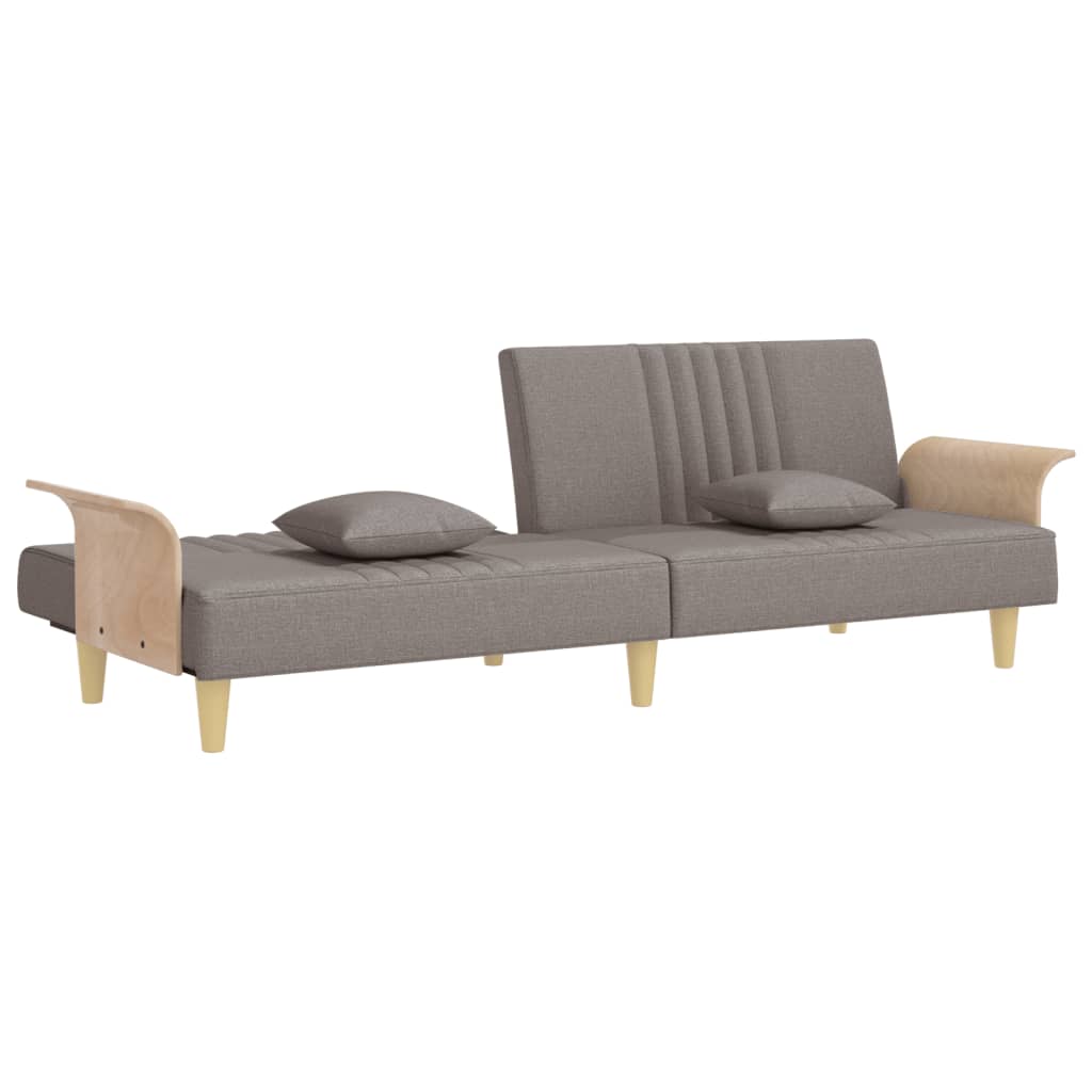 Sovesofa med armlæn i taupe stof