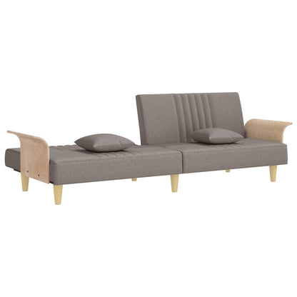 Sovesofa med armlæn i taupe stof