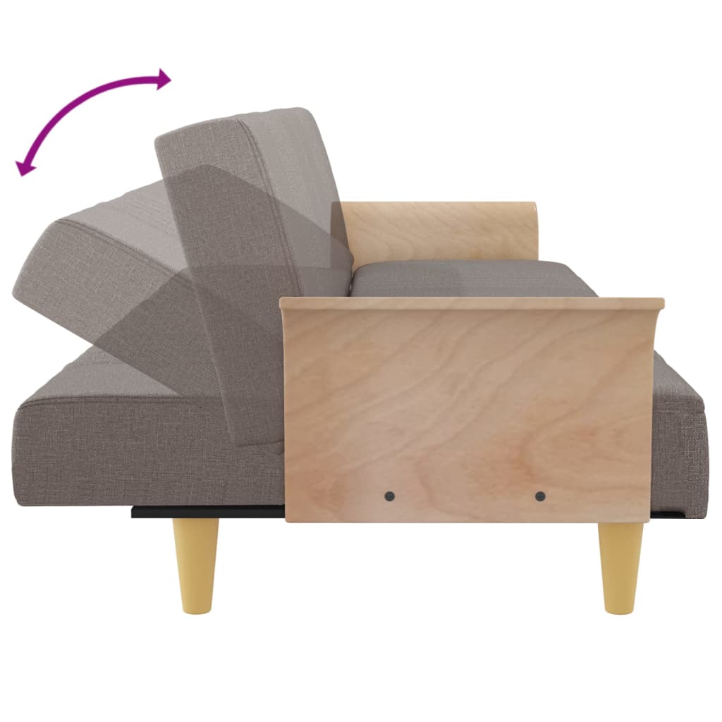 Sovesofa med armlæn i taupe stof