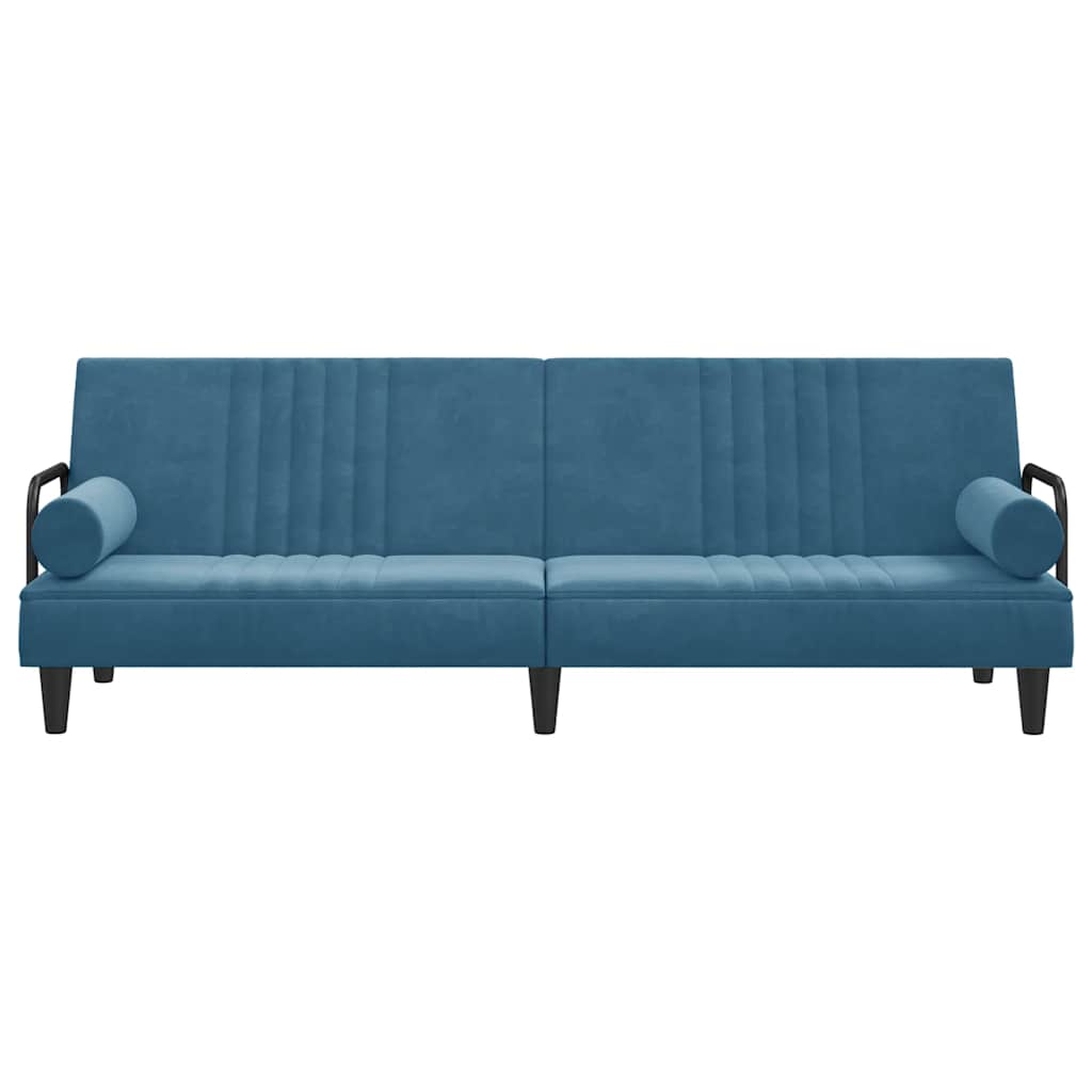 Schlafsofa mit Armlehnen Blau Samt