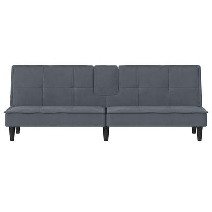 Schlafsofa mit Getränkehaltern Dunkelgrau Samt