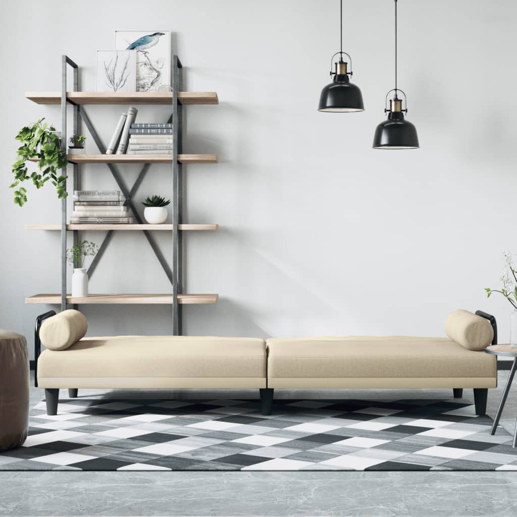 Sovesofa med armlæn cremestof