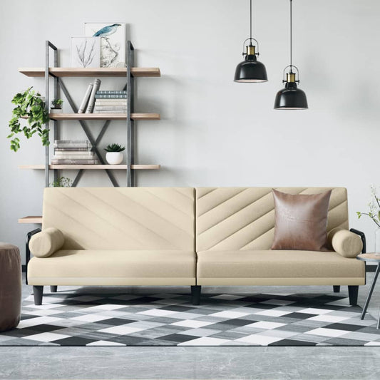Sovesofa med armlæn cremestof
