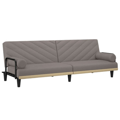 Sovesofa med armlæn i taupe stof