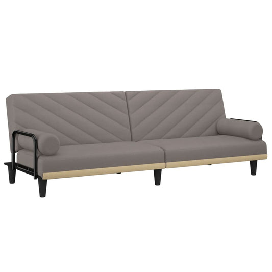 Sovesofa med armlæn i taupe stof