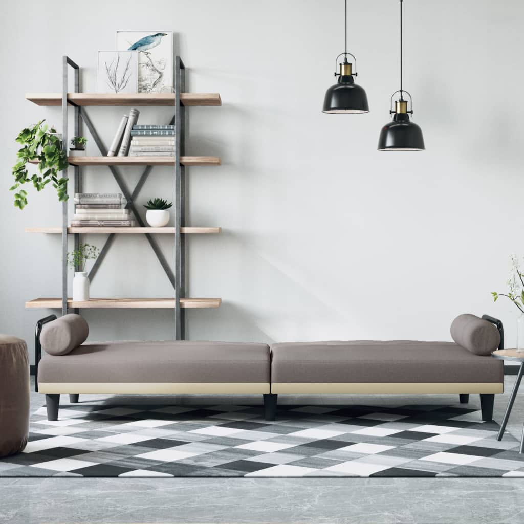 Sovesofa med armlæn i taupe stof