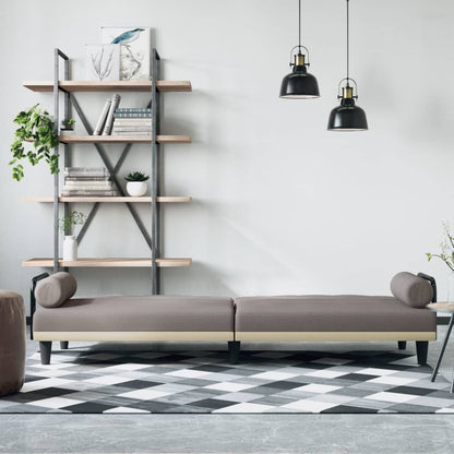 Sovesofa med armlæn i taupe stof