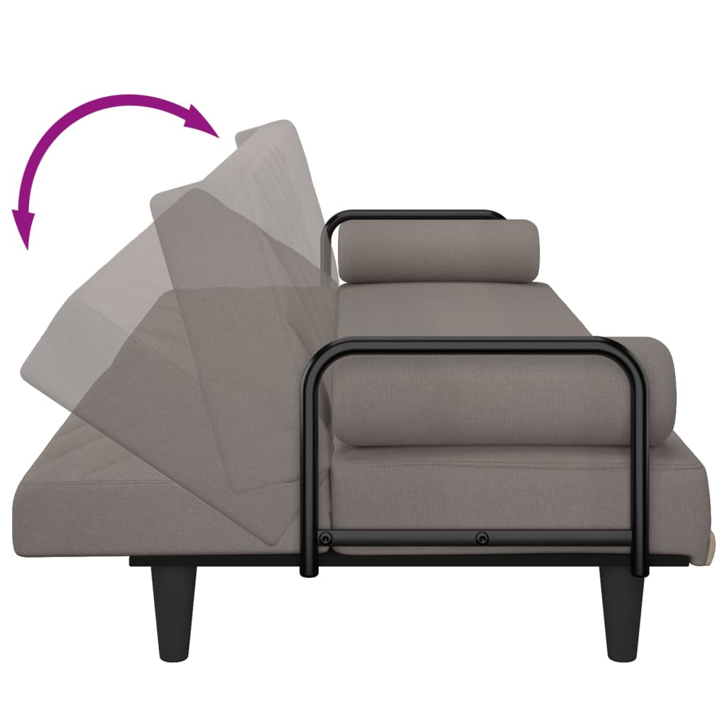 Sovesofa med armlæn i taupe stof