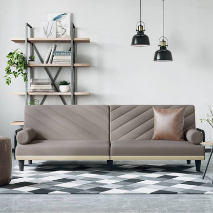 Sovesofa med armlæn i taupe stof