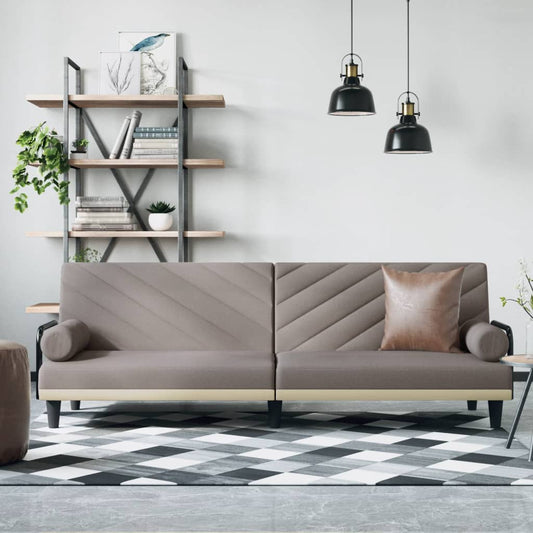 Sovesofa med armlæn i taupe stof
