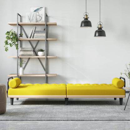 Sovesofa med armlæn lysegult stof