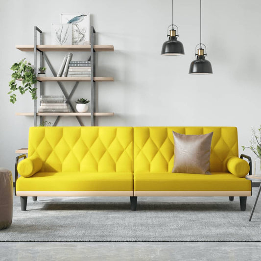 Sovesofa med armlæn lysegult stof