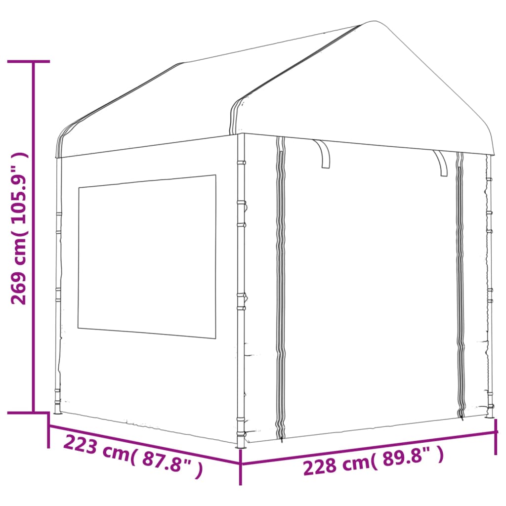 Pavillon mit Dach Weiß 2,28x2,23x2,69 m Polyethylen