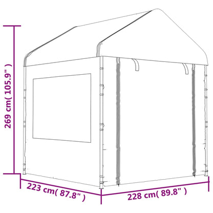 Pavillon mit Dach Weiß 2,28x2,23x2,69 m Polyethylen