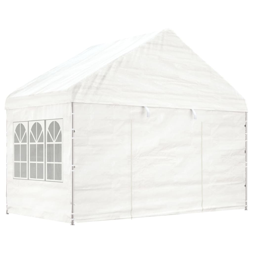 Pavillon mit Dach Weiß 4,08x2,23x3,22 m Polyethylen