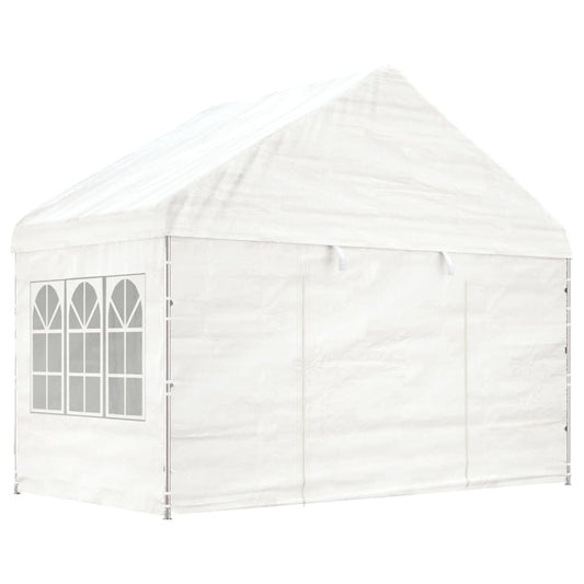 Pavillon mit Dach Weiß 4,08x2,23x3,22 m Polyethylen