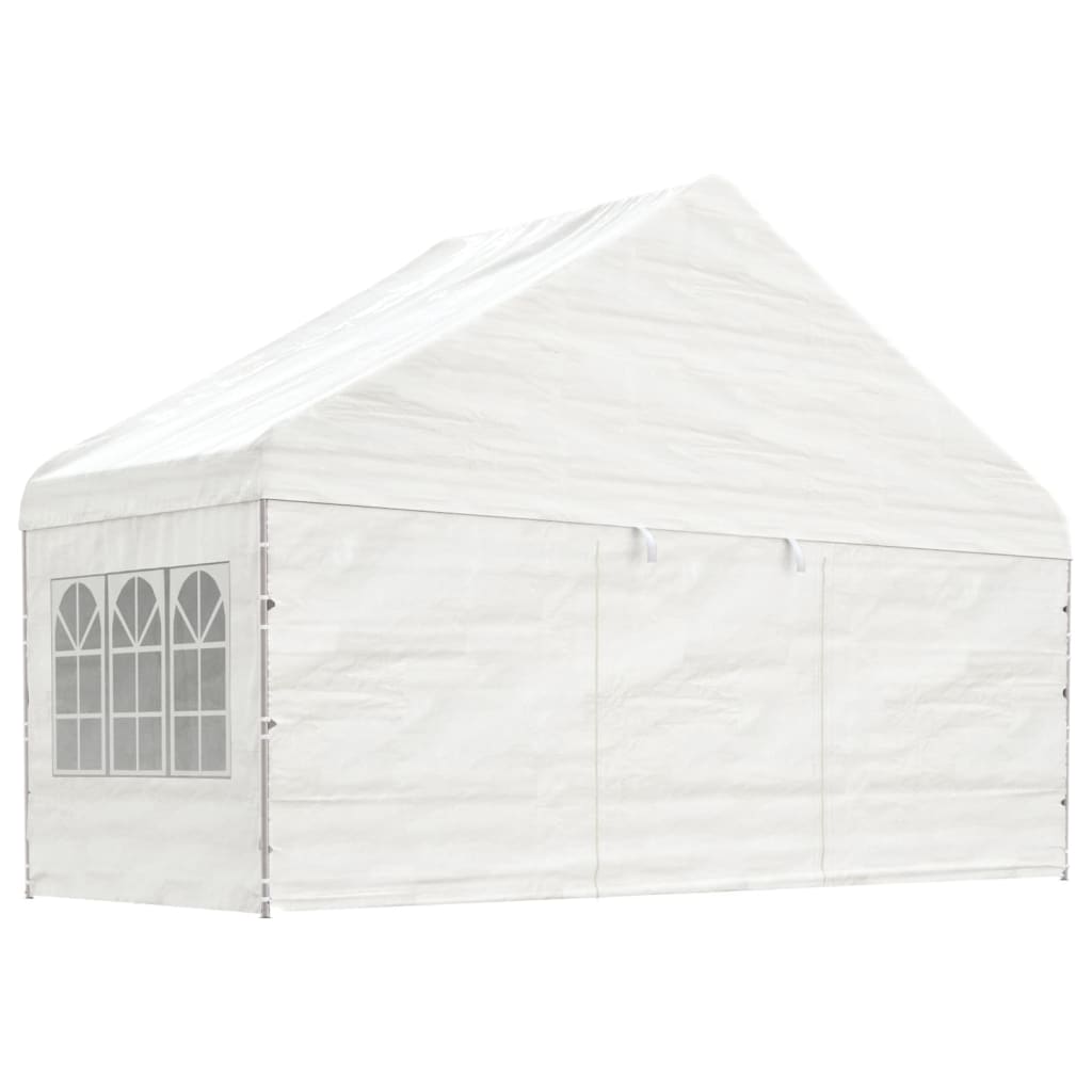 Pavillon mit Dach Weiß 5,88x2,23x3,75 m Polyethylen