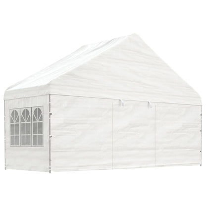 Pavillon mit Dach Weiß 5,88x2,23x3,75 m Polyethylen