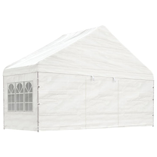 Pavillon mit Dach Weiß 5,88x2,23x3,75 m Polyethylen