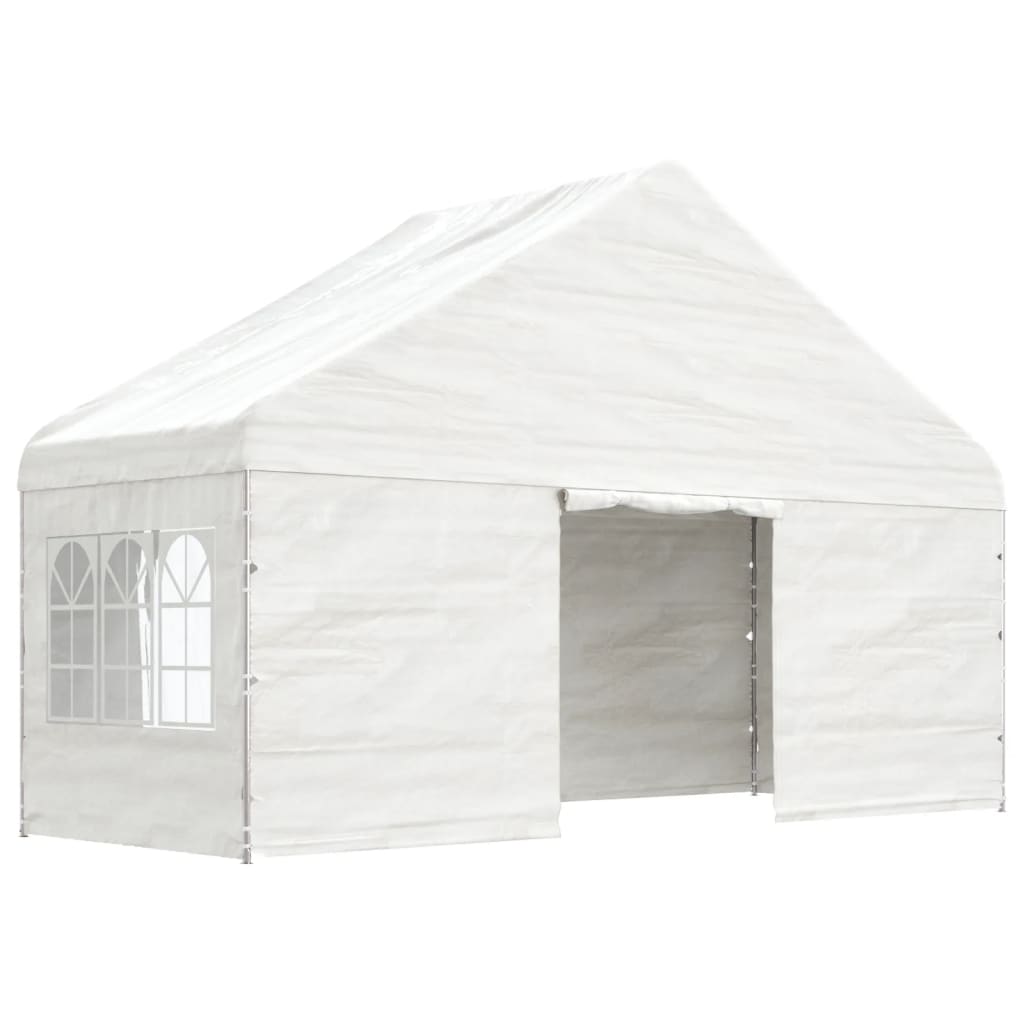 Pavillon mit Dach Weiß 5,88x2,23x3,75 m Polyethylen
