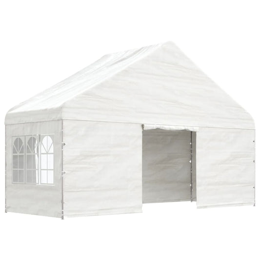 Pavillon mit Dach Weiß 5,88x2,23x3,75 m Polyethylen