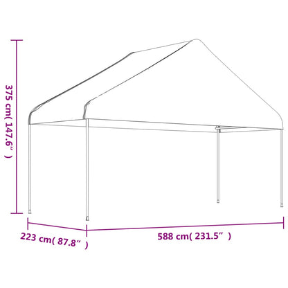 Pavillon mit Dach Weiß 5,88x2,23x3,75 m Polyethylen