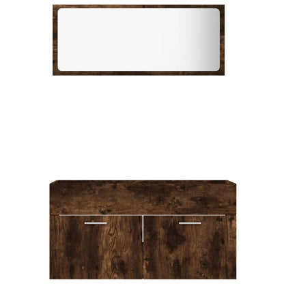 2-tlg. Badmöbel-Set Räuchereiche Holzwerkstoff