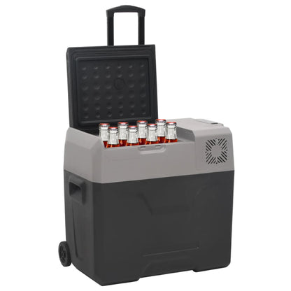 Køleboks med hjul og adapter Sort &amp; Grå 30 L polypropylen
