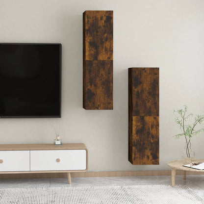 TV-Wandschränke 2 Stk. Räuchereiche 30,5x30x110 cm
