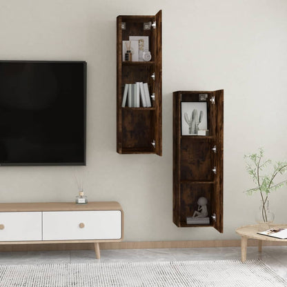 TV-Wandschränke 2 Stk. Räuchereiche 30,5x30x110 cm