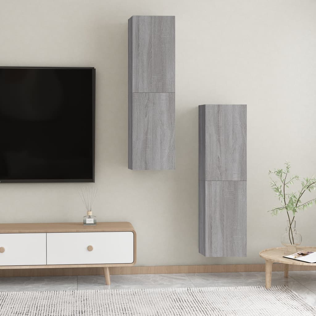 TV overskabe 2 stk Grå Sonoma 30,5x30x110 cm