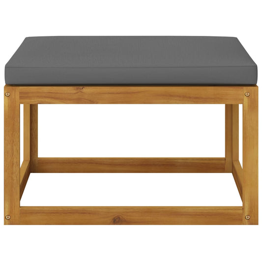 Hocker mit Dunkelgrauem Kissen Massivholz Akazie