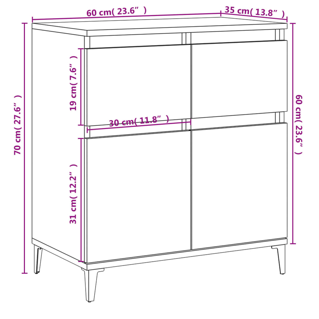 Skænk røget eg 60x35x70 cm træmateriale