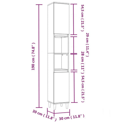 Badschrank Weiß 30x30x190 cm Holzwerkstoff