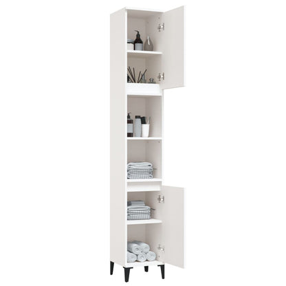 Badschrank Weiß 30x30x190 cm Holzwerkstoff
