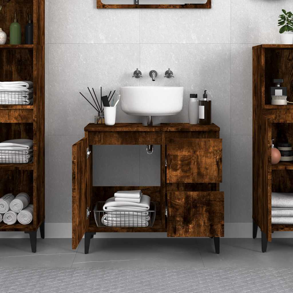 Badschrank Räuchereiche 65x33x60 cm Holzwerkstoff