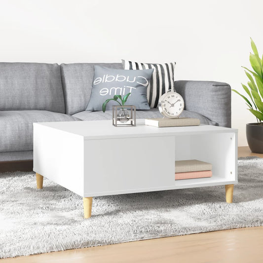 Sofabord Hvid 80x80x36,5 cm Træ Materiale