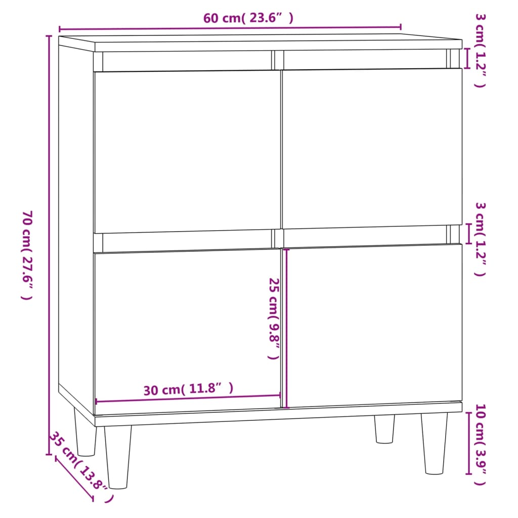 Sideboard Braun Eichen-Optik 60x35x70 cm Holzwerkstoff