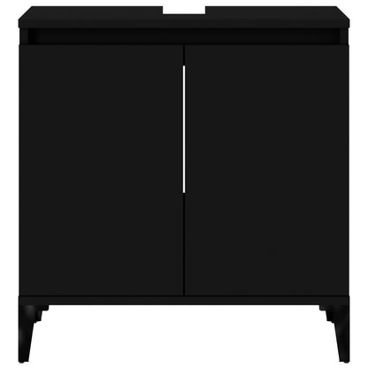 Waschbeckenunterschrank Schwarz 58x33x60 cm Holzwerkstoff