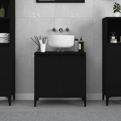 Waschbeckenunterschrank Schwarz 58x33x60 cm Holzwerkstoff