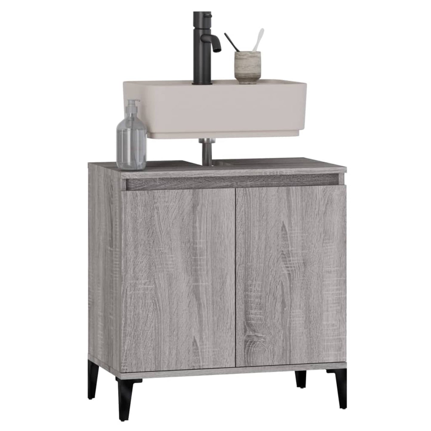 Waschbeckenunterschrank Grau Sonoma 58x33x60 cm Holzwerkstoff