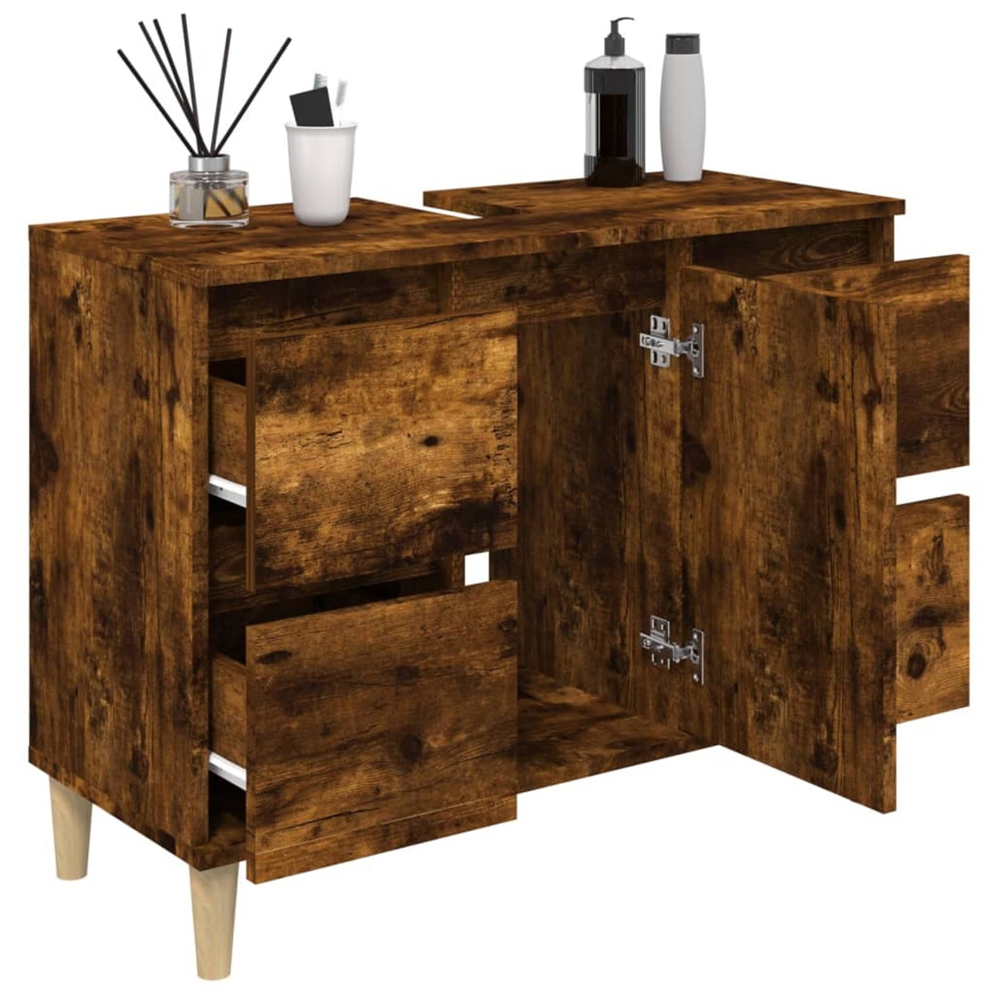 Waschbeckenunterschrank Räuchereiche 80x33x60 cm Holzwerkstoff
