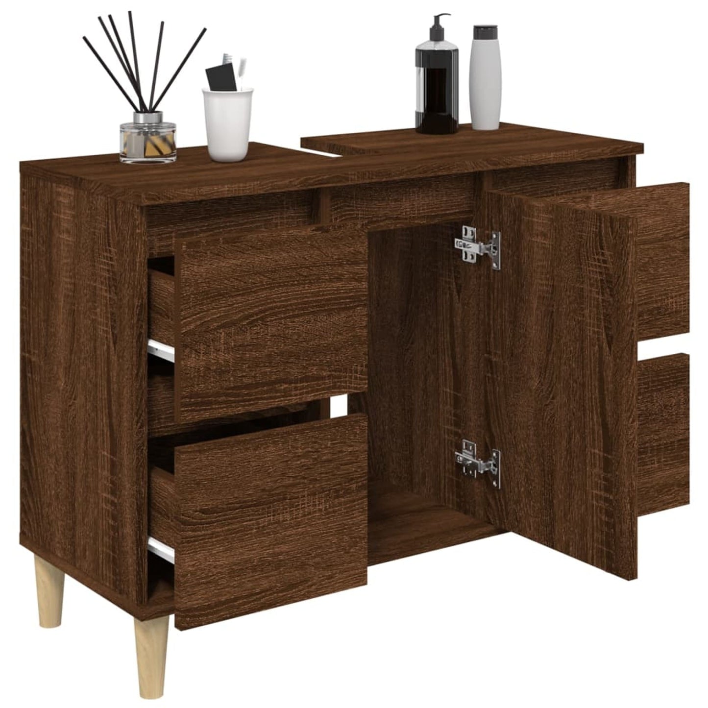 Waschbeckenunterschrank Braun Eichen-Optik 80x33x60 cm